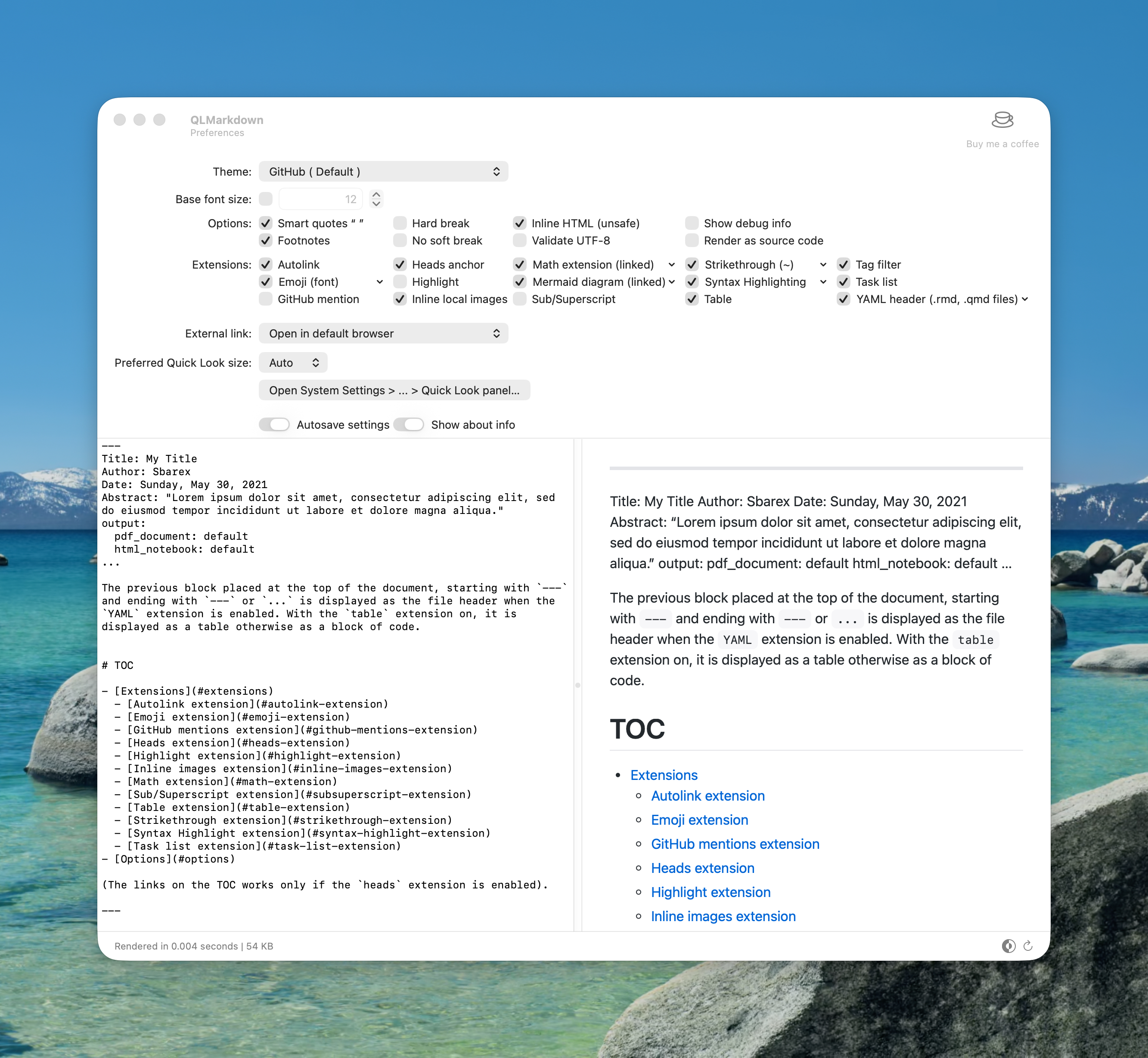 QLMarkdown settings